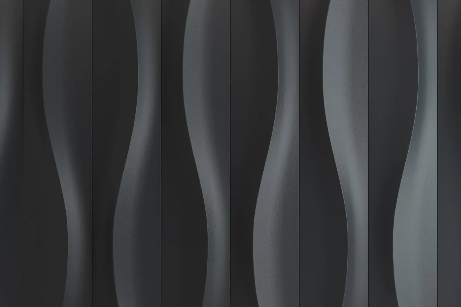 Sculpted dark panels in a repeating vertical wave