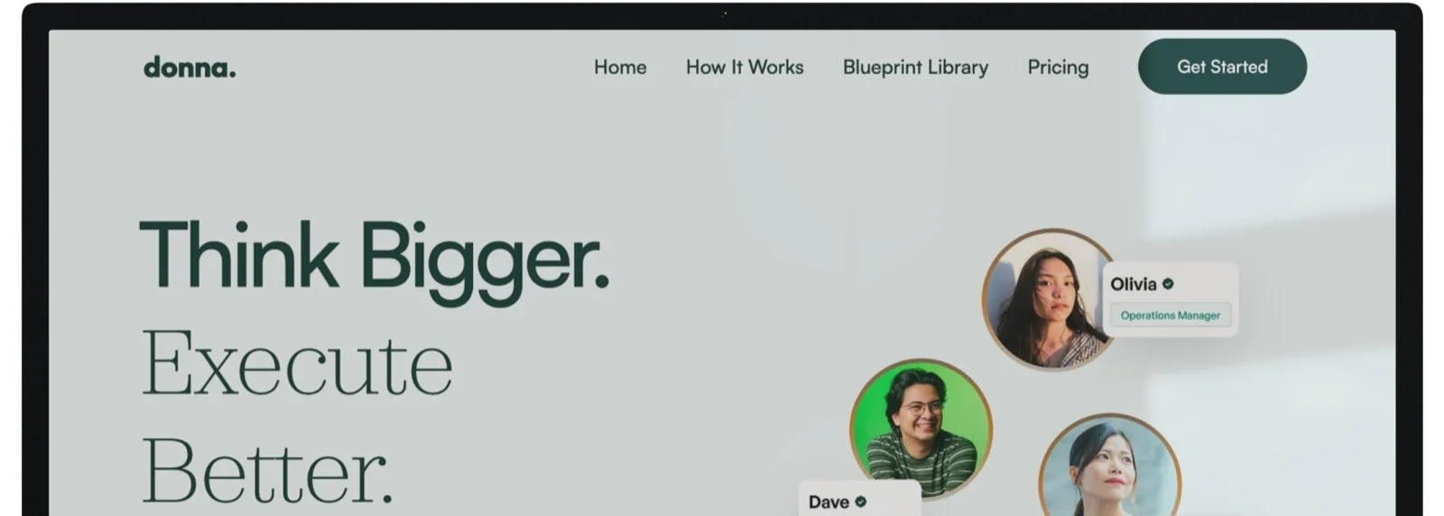 The Hire Donna Webflow homepage on an Apple Studio Display