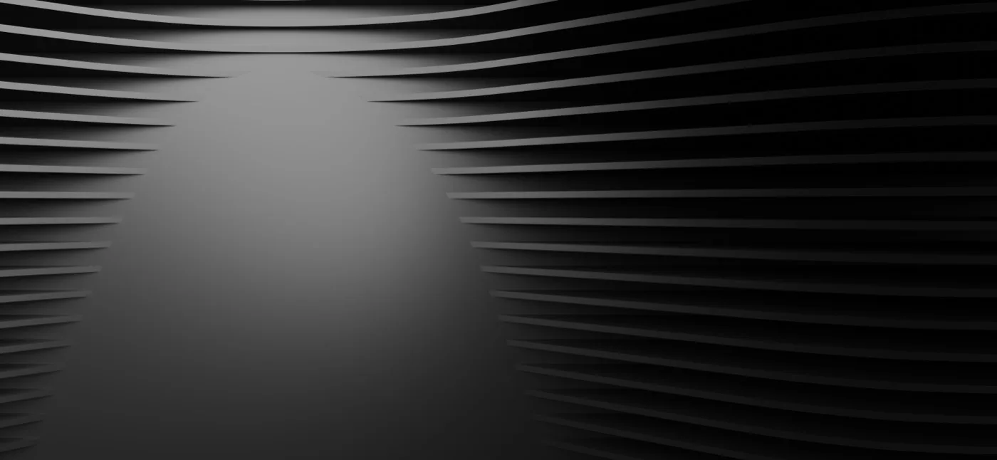 Receding dark ribbed surfaces converging to a light centre