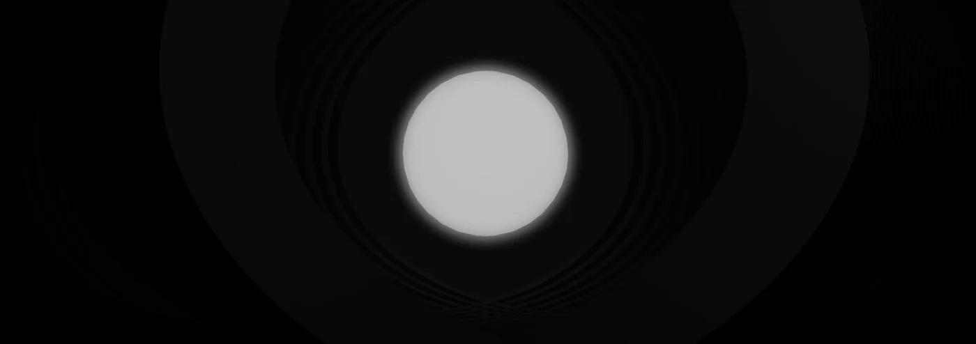 A pale sphere at the centre of concentric dark rings